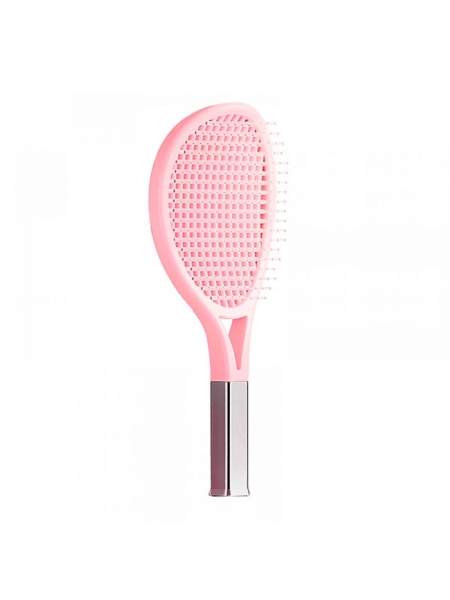 Продувная массажная щетка-браш Tennis Style Hair Brush для всех типов волос ультрамягкая розовая