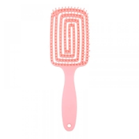 Продувна щітка для розплутування та укладання волосся феном прямокутна рожева