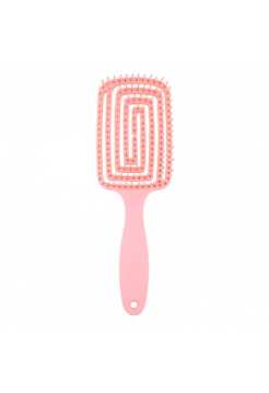 Продувная щетка для распутывания и укладки волос феном прямоугольная розовая