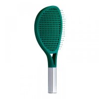 Продувная массажная щетка-браш Tennis Style Hair Brush для всех типов волос ультрамягкая зеленая