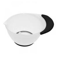 Перукарська миска для фарбування волосся, масок, фарби пластикова з прогумованою ручкою, дном MР7 (330 мл) біла