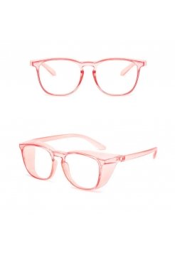 Стильні захисні окуляри для перукаря, майстра манікюру з незапотіваючим покриттям та захистом від ультрафіолету UV 400 рожеві