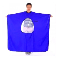 Перукарський пеньюар-накидка для клієнта з віконцем для телефону синій