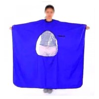 Перукарський пеньюар-накидка для клієнта з віконцем для телефону синій