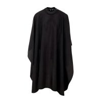 Парикмахерская накидка пеньюар для клиента на кнопках с силиконовым воротничком черная полиэстер, 160х150 см