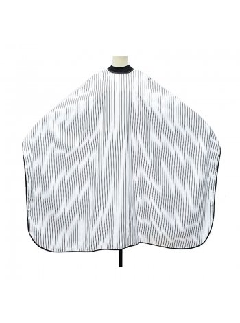 Парикмахерская накидка пеньюар для клиента на кнопках с силиконовым воротничком полоски полиэстер, 160х150 см