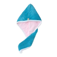 Рушник-тюрбан для сушіння волосся двосторонній флісовий з пухнастої мікрофібри D4 62x25 см блакитно-рожевий