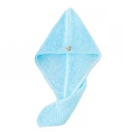 Рушник-тюрбан для сушіння волосся флісовий з пухнастої мікрофібри D3 62x25 см блакитний