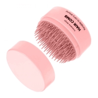 Компактная расческа-массажёр для волос Pocket Hair Brush карманная круглая розовая