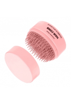 Компактний гребінець-масажер для волосся Pocket Hair Brush кишеньковий круглий рожевий