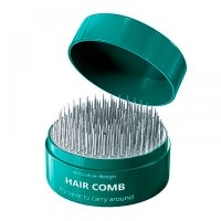 Компактная расческа-массажёр для волос Pocket Hair Brush карманная круглая зеленый