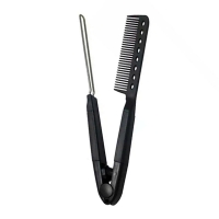 Парикмахерская расческа-зажим для кератинового выпрямления пластиковая, термостойкая, с металлическим зажимом черный