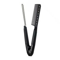 Парикмахерская расческа-зажим для кератинового выпрямления пластиковая, термостойкая, с металлическим зажимом черный