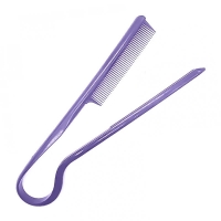 Парикмахерская расческа-зажим V3 для кератинового выпрямления термостойкая, пластиковая цельная фиолетовая