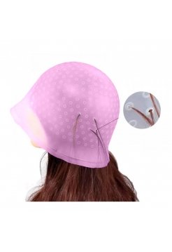 Професійна багаторазова силіконова шапочка для фарбування та мелірування волосся з гачком для колориста рожева