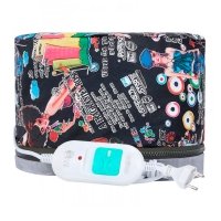 Электрическая виниловая термошапка (сушуар) для масок, ламинирования и лечения волос (черная с девочкой)