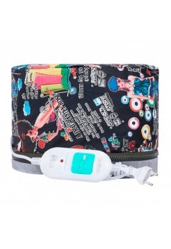 Електрична вінілова термошапка (сушуар) для масок, ламінування та лікування волосся (чорна з дівчинкою)