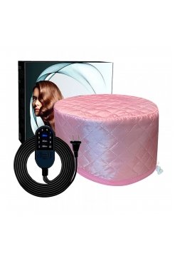 Електрична термошапка сушуар Happy Hair Lux Spa Cap для масок, ламінування і лікування волосся в коробці рожева