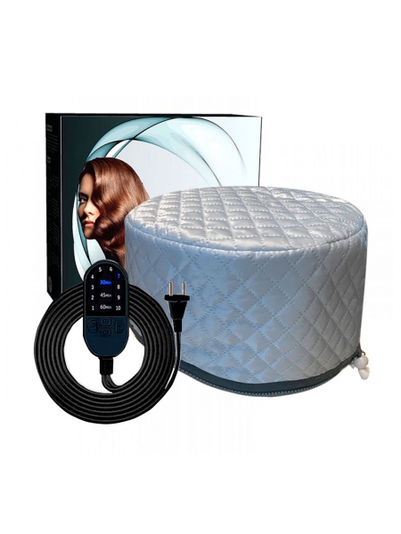 Электрическая термошапка сушуар Happy Hair Lux Spa Cap для масок, ламинирования и лечения волос в коробке серая