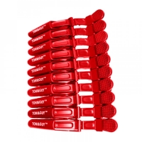 Затискачі-крокодили для волосся TONI&GUY пластикові (упаковка 10 шт) червоні