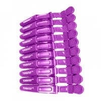 Затискачі-крокодили для волосся TONI&GUY пластикові (упаковка 10 шт) фіолетові