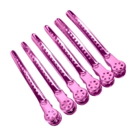 Затискачі-шпильки для стрижки волосся пробірні Качка металеві 9,5 см набір 6 шт. рожеві