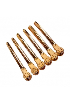 Зажимы-шпильки для стрижки волос проборные Утка металлические 9,5 см набор 6 шт. золотые