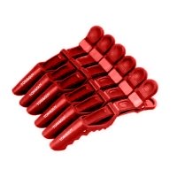 Затискачі-крокодили для волосся TONI&GUY пластикові (упаковка 6 шт) червоні