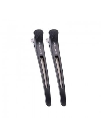 Перукарські кліпси-затискачі CIRETIVITY для волосся "Качка" пласкі, пластик/метал, 11 см, чорні