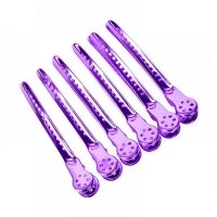Зажимы-шпильки для стрижки волос проборные Утка металлические 9,5 см набор 6 шт. фиолетовые