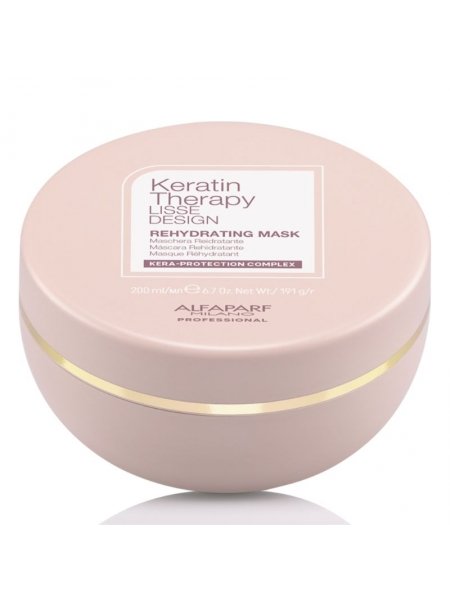 Кератинова маска Alfaparf Lisse Design Keratin Therapy Rehydrating Mask для зволоження сухого і пошкодженого волосся 200 мл
