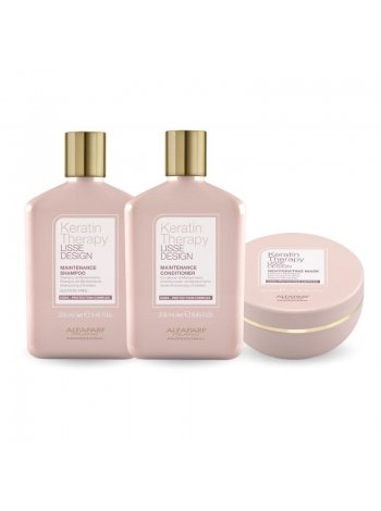 Набір Alfaparf Milano Lisse Design Keratin Therapy TRIO шампунь, кондиціонер, маска для блиску та шовковистості волосся 2x250+200 мл
