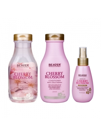 Набор для ежедневного применения Beaver Cherry Blossom шампунь, кондиционер и арома-спрей 350+350+100 мл