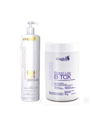 Набор ботокса SoupleLiss Máscara Matizadora B-tox Blond  для блонда, 2х500 г (разлив)