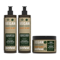 Набор Envie Vegan Frizzy and Dry Linum Seed Extract шампунь, кондиционер и маска для увлажнения сухих и кучерявых волос (EN854/EN860/EN861)