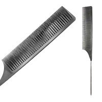 Гребінець для вуального мелірування з металічним хвостиком шпикулем однорядний, 26 см чорний