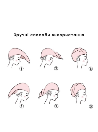 Полотенце-тюрбан для сушки волос двухсторонний флисовый с пушистой микрофибры D4 62x25 см серо-розовое