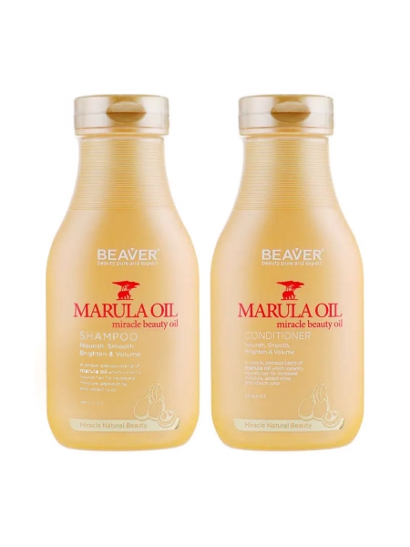 Живильний набір Beaver Marula Oil Conditioner шампунь та кондиціонер для сухого і пошкодженого волосся з олією Марули