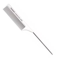 Тонкая карбоновая антистатическая расческа Toni&Guy с металлическим кончиком, белая (06700) 