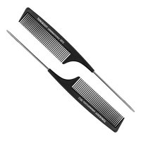 Тонкий карбоновий антистатичний гребінець Toni&Guy з металевим кінчиком, чорний (0912) 