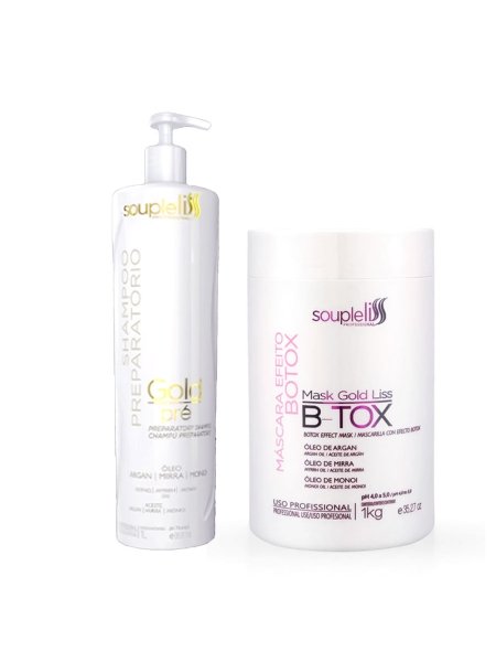 Набір випрямляючого ботоксу SoupleLiss B-tox Gold Liss, 2х500 г (розлив)