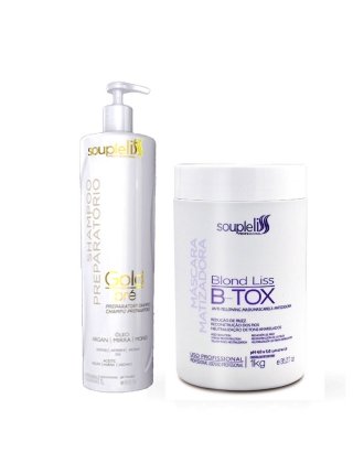 Набор ботокса SoupleLiss Máscara Matizadora B-tox Blond  для блонда, 2х50 г (разлив)