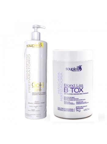 Набор ботокса SoupleLiss Máscara Matizadora B-tox Blond для блонда, 2х50 г (разлив)