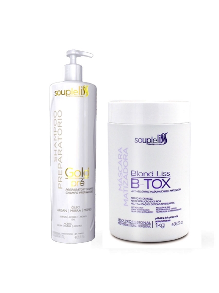 Набор ботокса SoupleLiss Máscara Matizadora B-tox Blond  для блонда, 2х50 г (разлив)