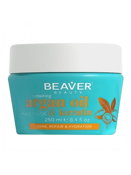 Восстанавливающая маска Beaver Argan Oil & keratin Hair Mask для поврежденных волос с аргановым маслом, 250 мл