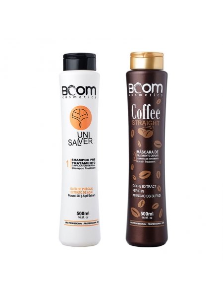 Набор кератина BOOM Cosmetics Coffee Straight для выпрямления волос, 2х500 мл (заводские)