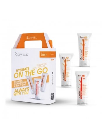 Дорожній набір Raywell Bio Hidra Travel Kit шампунь, маска та крем 10 в 1 для зволоження волосся (RR381), 3*100 мл