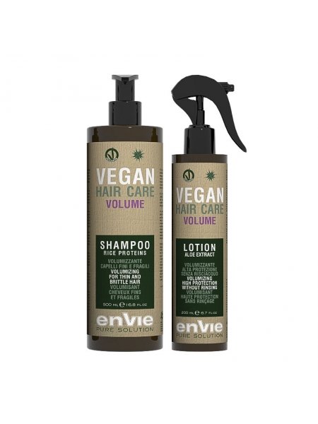 Набор Envie Vegan Volume Rice Proteins шампунь и лосьон-спрей для объема тонких и ломких волос з протеинами риса, 500+200 мл (EN855/EN857) 