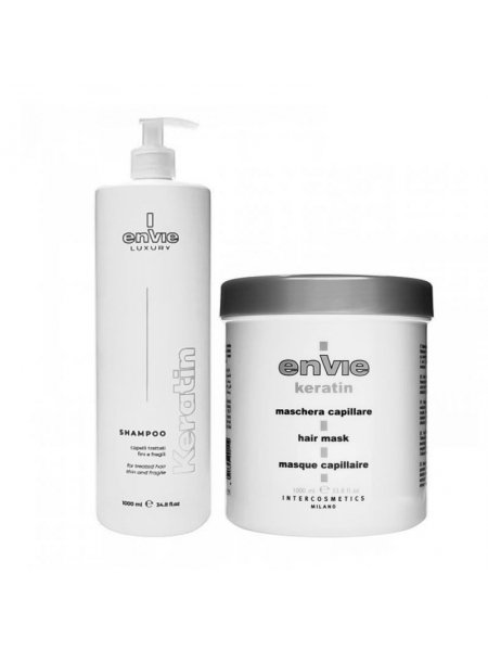 Набор Envie Luxury Keratin шампунь и маска для поврежденных волос с кератином (EN451/EN450), 2х1000 мл (заводские)