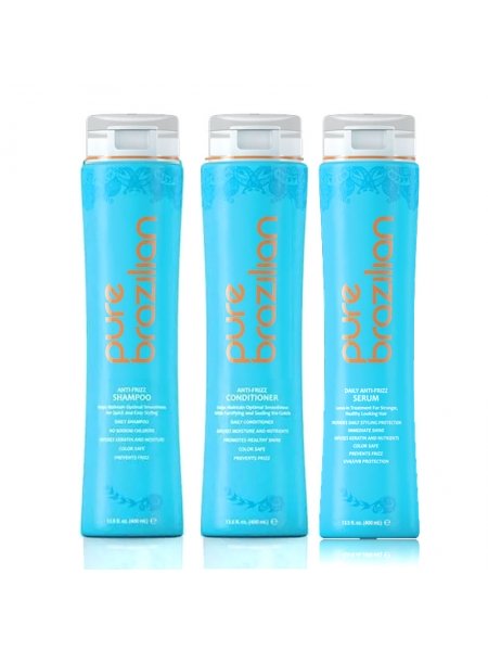 Разглаживающий набор для волос Pure Brazilian Acai Anti-Frizz шампунь, кондиционер и сыворотка 3х400 мл